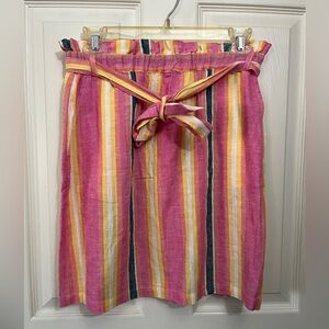 BB Dakota Linen Blend Striped Tie-Waist Ruffle Top Skirt